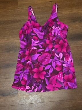 Roaman's Swim Suit   floral 17 by 20 (2X) pink/purple